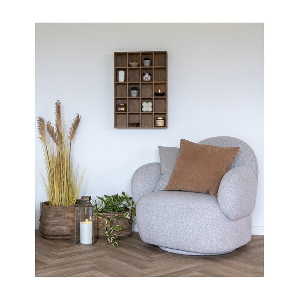 Svetlo siv fotelj iz tkanine bouclé Messina – House Nordic-image-3