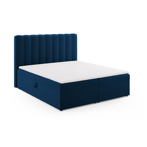 Temno modra boxspring postelja s prostorom za shranjevanje 180x200 cm Gina – Milo Casa