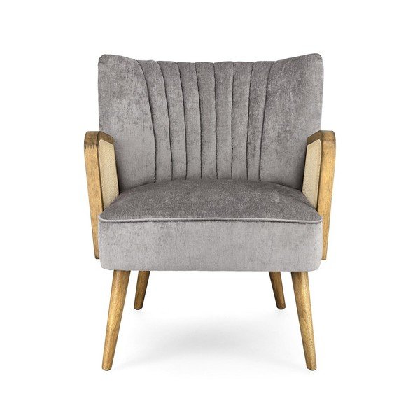 Siv žameten fotelj Virna – Bizzotto-image-2