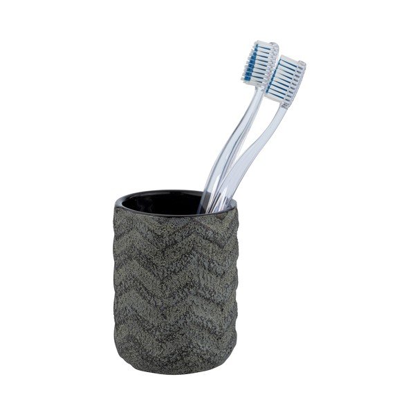 Temno siv ročno poslikan lonček za zobno ščetko Wenko Mantua-image-2
