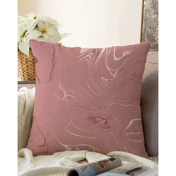 Temno rožnata prevleka za vzglavnik iz mešanice bombaža Minimalist Cushion Covers Waves, 55 x 55 cm