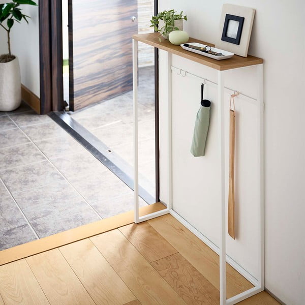 Bela/svetlo rjava stranska mizica 18.5x60 cm Tower – YAMAZAKI-image-4