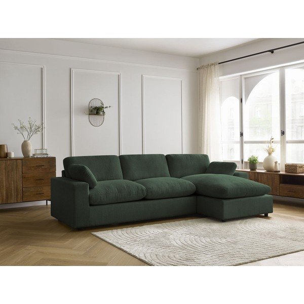 Zelena kotna sedežna garnitura iz rebrastega žameta Belair – Bobochic Paris-image-1