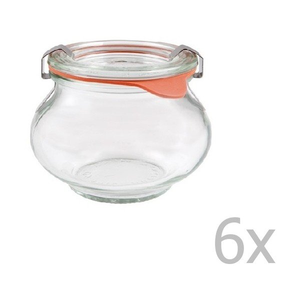Komplet 6 okrasnih kozarcev Weck Schmuck, 560 ml