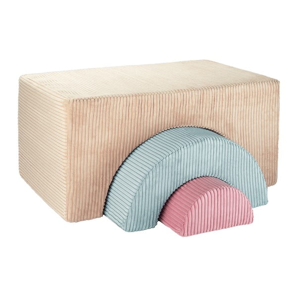 Svetlo rjavo otroško igrišče iz pene iz rebrastega žameta 3 ks višina 37 cm 75x49 cm Rainbow Montessori – Wigiwama