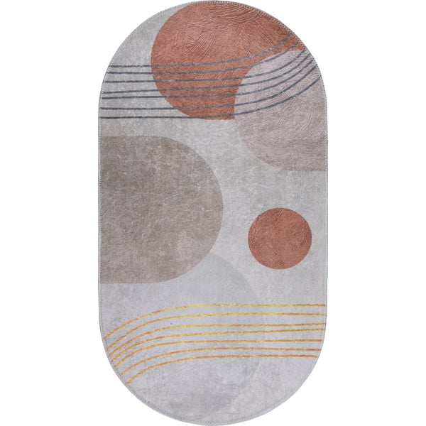Oranžna/kremno bela pralna preproga 60x100 cm Oval – Vitaus