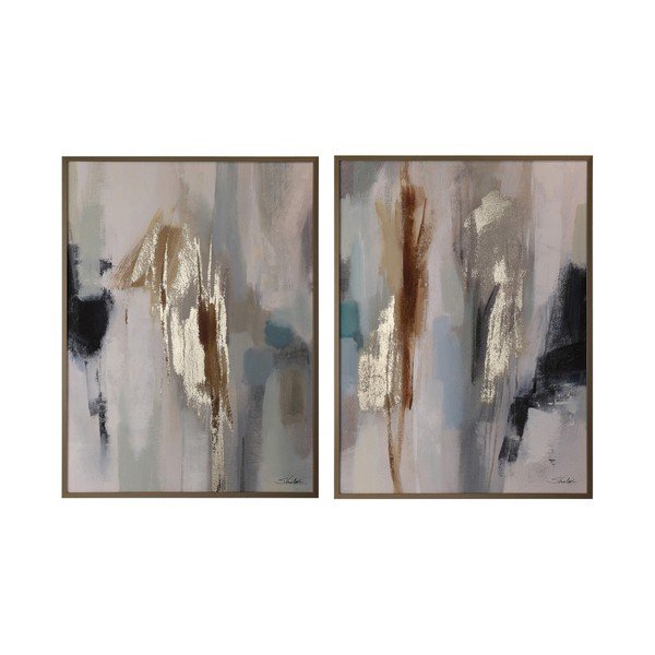 Tiskane/z ročno naslikanimi elementi slike v kompletu 2 ks z okvirjem/na platnu 60x80 cm Gallery – Bizzotto