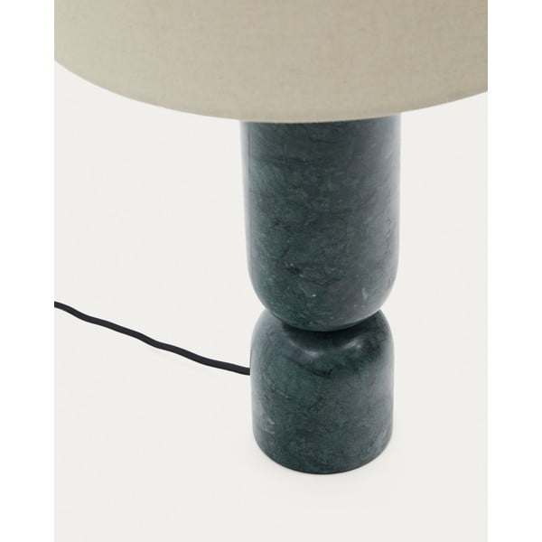 Temno zelena/bež marmorna namizna svetilka s tekstilnim senčilom (višina 57 cm) Vex – Kave Home-image-3