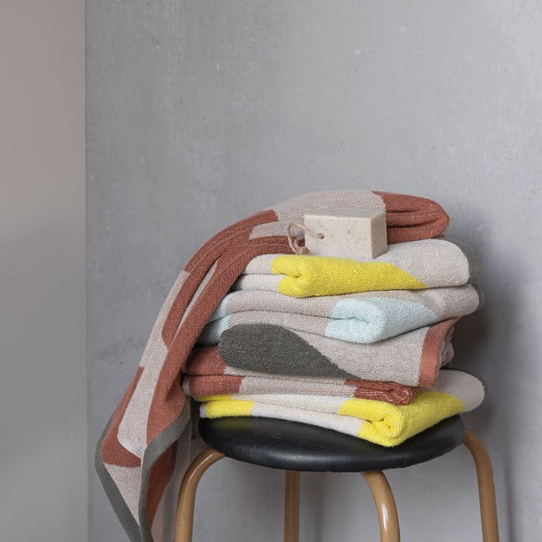 Rumena frotirna brisača iz organskega bombaža 50x90 cm Diagonal – Mette Ditmer Denmark-image-3