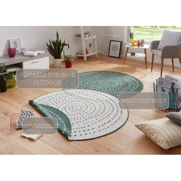 Zelena obojestranska zunanja preproga NORTHRUGS Bali, Ø 140 cm-image-4