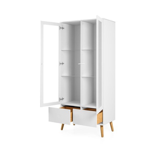 Bela vitrina s hrastovimi nogami Tenzo Dot, višina 175 cm-image-3