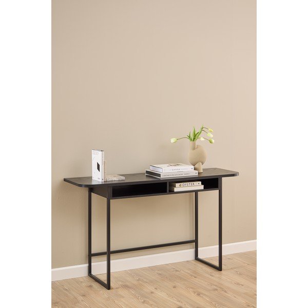 Črna stranska mizica v jesenovem dekorju 40x140 cm Darlington – Actona-image-1