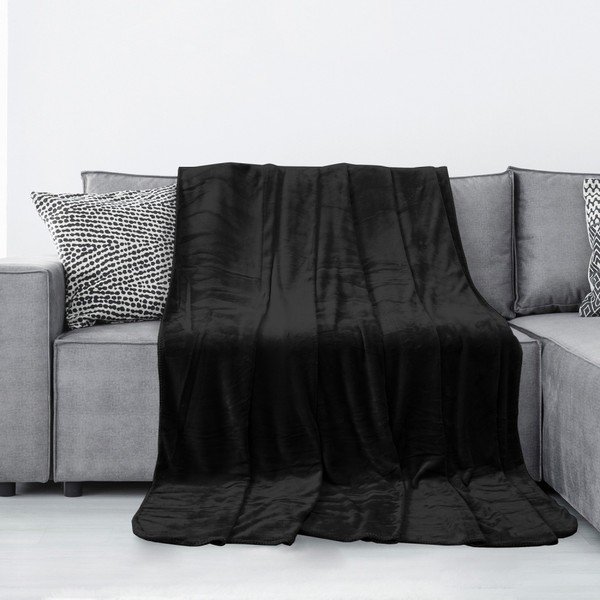 Črna odeja iz mikrovlaken AmeliaHome Tyler, 150 x 200 cm-image-1