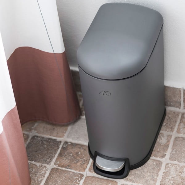 Temno siv kovinski koš za smeti s pedalom 10 l Walther – Mette Ditmer Denmark-image-2