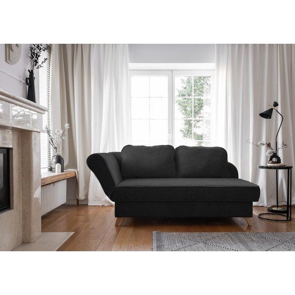 Antracitno siv ležalnik iz rebrastega žameta (levi kot) Chic Charlotte – Miuform-image-1