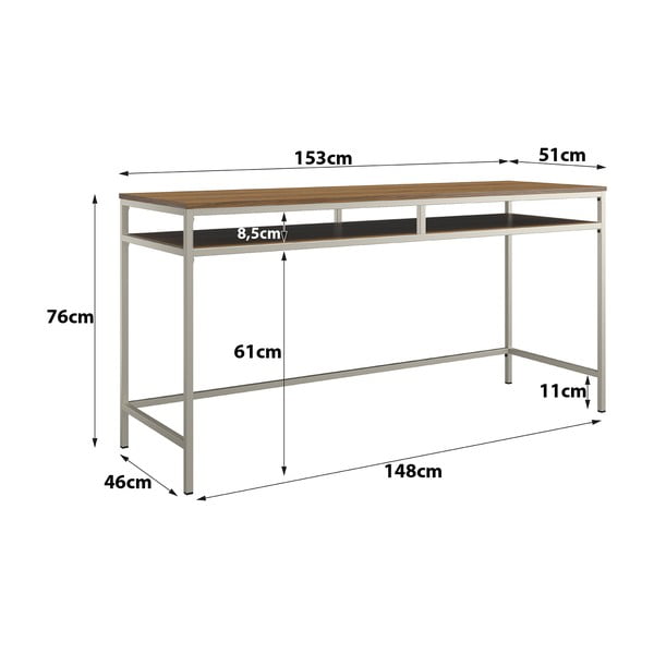 Pisalna miza z mizno ploščo v orehovem dekorju 51x153 cm Bradford – Støraa-image-2