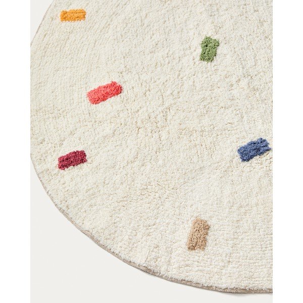 Kremno bela bombažna otroška preproga ø100 cm Epifania – Kave Home-image-4