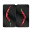 Komplet 2 steklenih zaščitnih plošč za štedilnik Wenko Peperoni, 52 x 30 cm