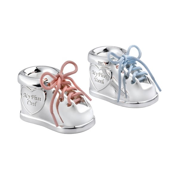 Kovinska škatlica za prvi mlečni zob v sijajno srebrni barvi 6x4x4 cm Shoe  – Zilverstad-image-3