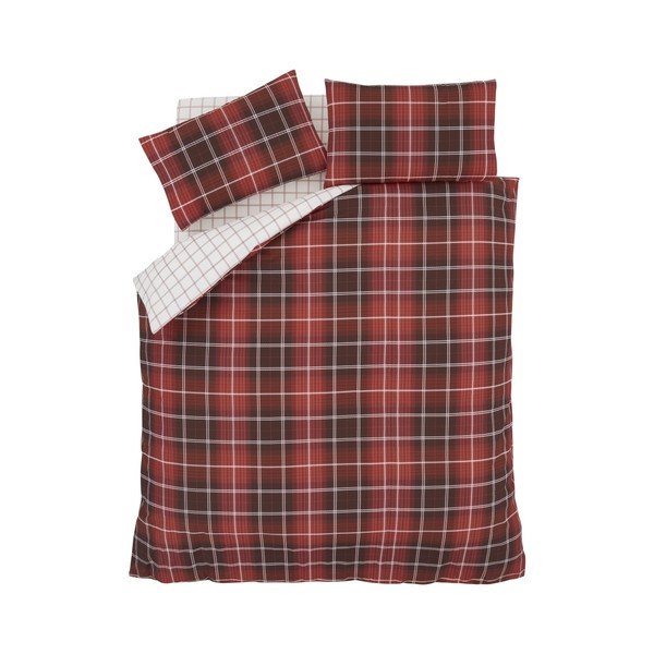 Rdeče posteljno perilo za eno osebo Catherine Lansfield Tartan Check, 135 x 200 cm-image-1