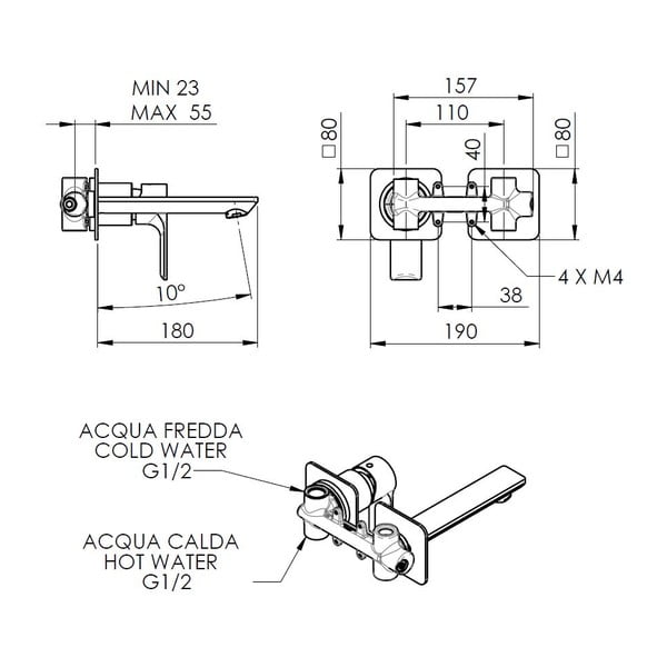 Mat črna vgrajena armatura za umivalnik (1 izhod) Pax – Sapho-image-2