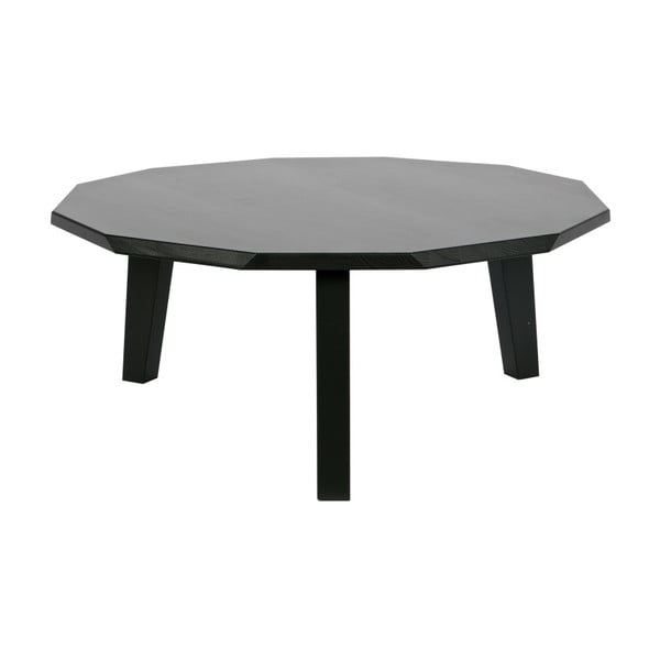 Črna klubska mizica iz borovega lesa WOOOD Twelve, ⌀ 80 cm