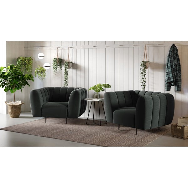 Temno siv žameten fotelj Ghado Shel-image-1