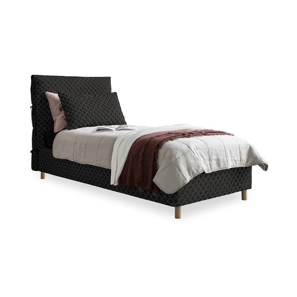 Črna oblazinjena postelja z letvenim dnom 90x200 cm Sleepy Luna - Miuform