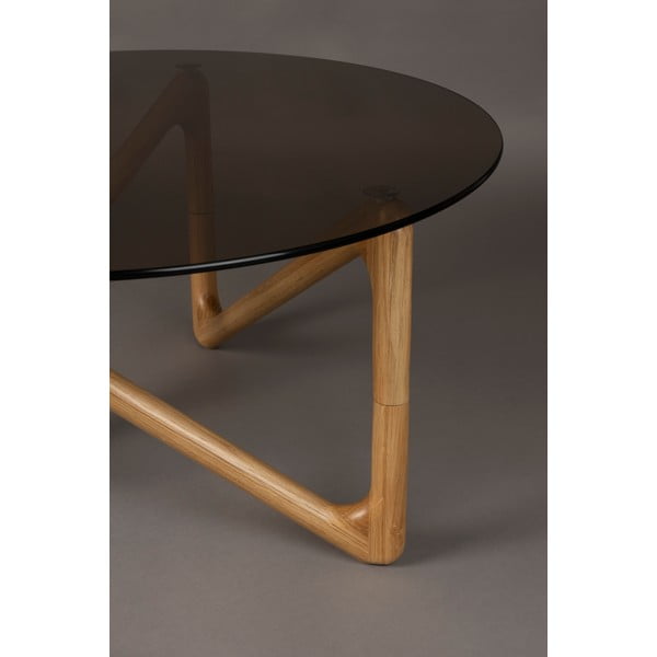 Okrogla mizica s stekleno mizno ploščo v naravni barvi ø 80 cm Naia – Dutchbone-image-3