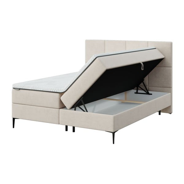 Bež boxspring postelja s prostorom za shranjevanje 160x200 cm Bufo – MESONICA-image-2