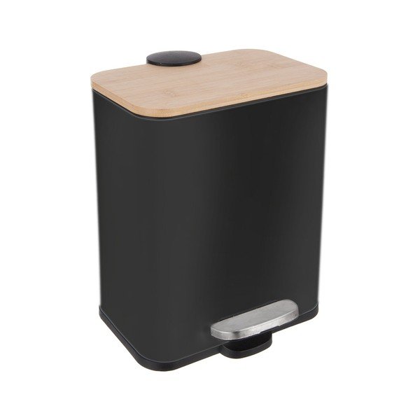 Črn koš za smeti s pedalom iz nerjavečega jekla 5 l Black – Orion
