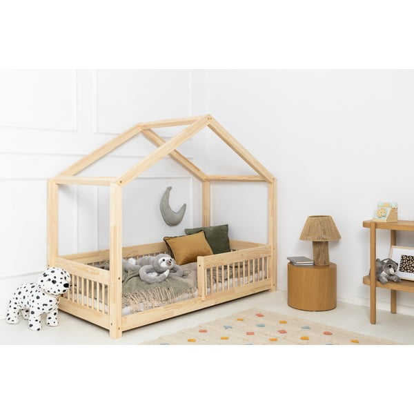 Otroška postelja iz masivnega bora v obliki hiške 120x200 cm Mila RMW – Adeko-image-1