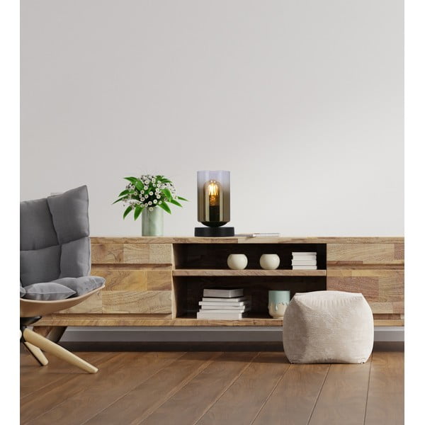 Črna namizna svetilka s steklenim senčnikom (višina 20 cm) Aspra – Candellux Lighting-image-1