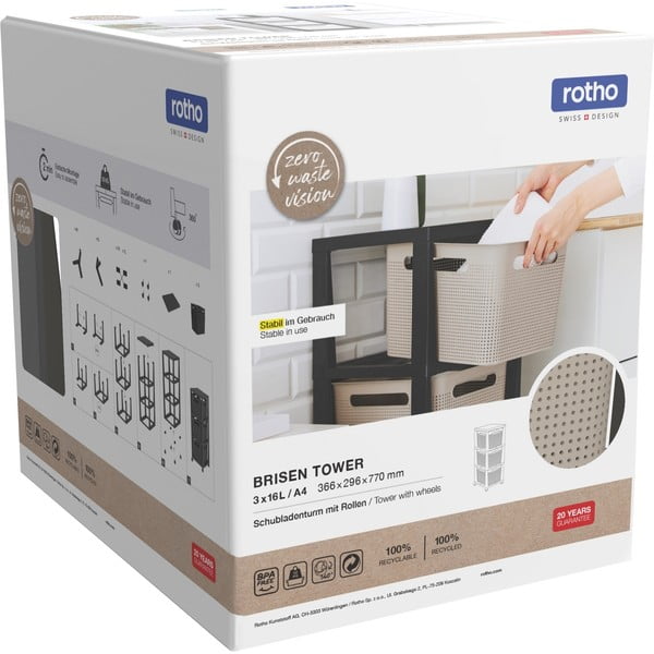 Črn/siv plastičen regal na koleščkih 30x77 cm Brisen – Rotho-image-4