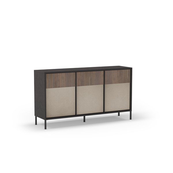 Antracitno sivo-svetlo rjava nizka komoda 156x86 cm Amalia – Marckeric-image-2