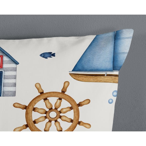 Modra/kremno bela bombažna otroška posteljnina za otroško posteljico 100x135 cm Ahoy – Good Morning-image-3