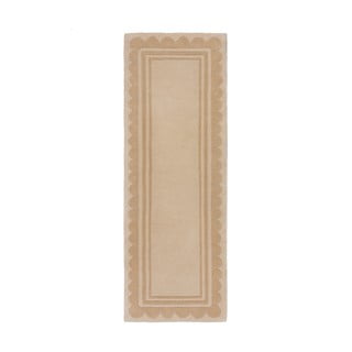 Ročno tkan volnen tekač v naravni barvi 80x230 cm Lois Scallop – Flair Rugs