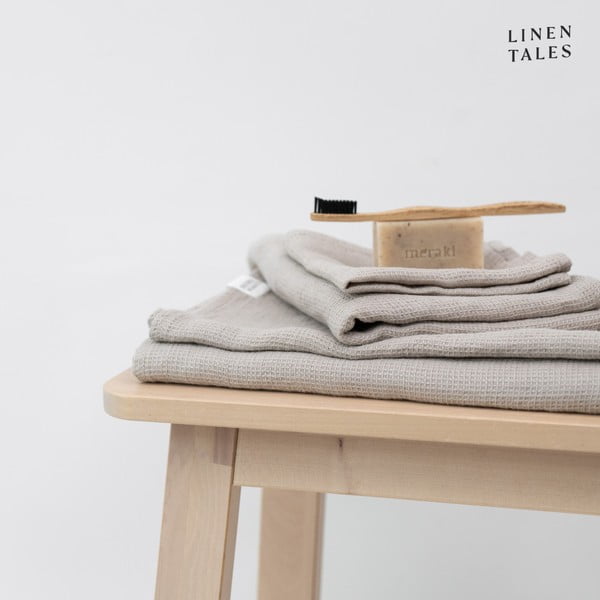 Vafel lanena brisača v naravni barvi 75x125 cm Natural Fine Waffle – Linen Tales-image-4