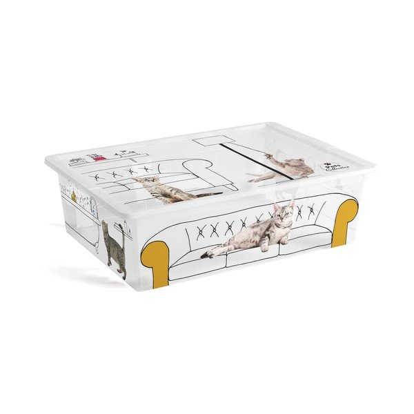 Bela plastična škatla za shranjevanje s pokrovom 55x39x16 cm C Box Style – KIS