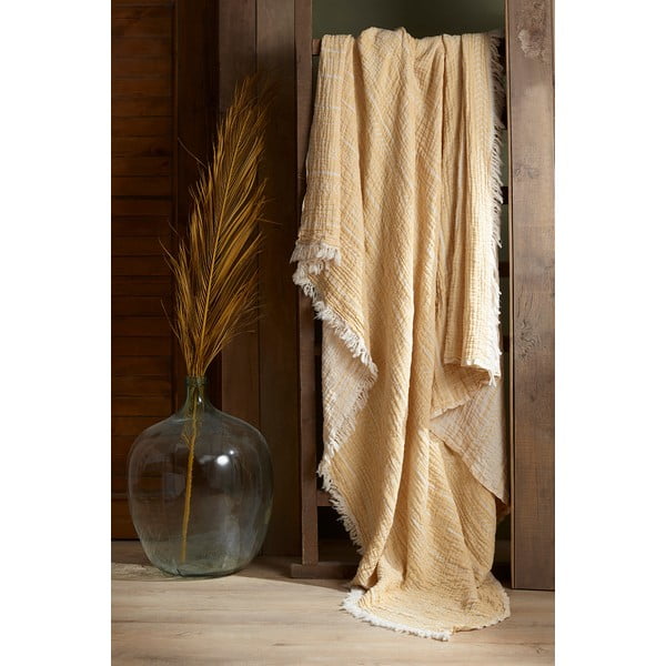 Rumeno muslinsko pregrinjalo za zakonsko posteljo 220x240 cm Etno - Mijolnir-image-2