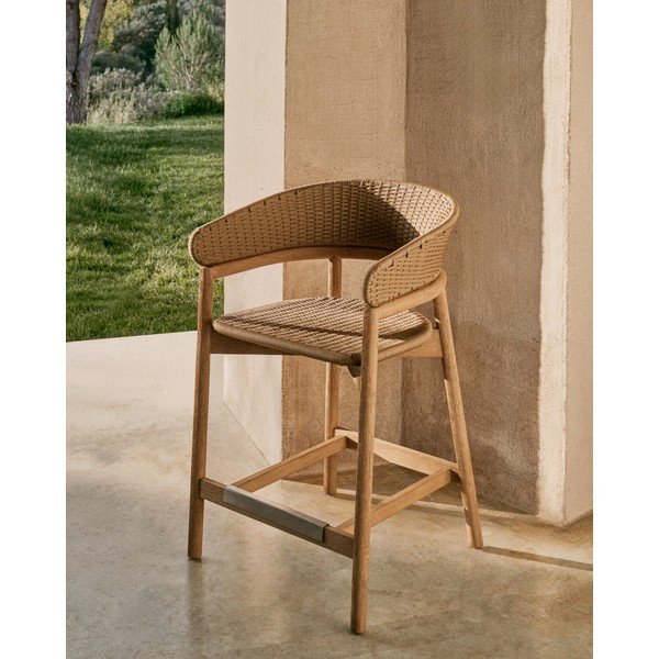 Vrtni barski stol iz masivnega lesa v naravni barvi Arinella – Kave Home-image-1