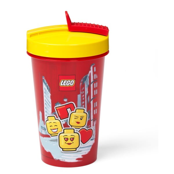 Rdeča skodelica z rumenim pokrovom in slamico LEGO® Iconic, 500 ml-image-2