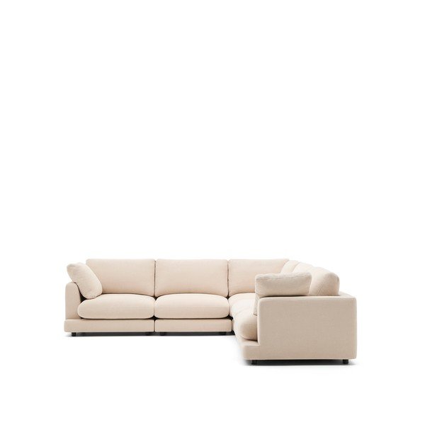 Bež kotna sedežna garnitura iz šenilje Gala – Kave Home-image-2