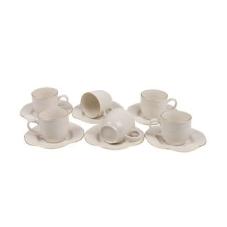 Komplet 6 porcelanastih skodelic in krožnikov Kutahya Rullio