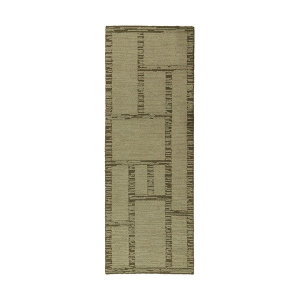 Zelen ročno tkan volnen tekač 80x230 cm Harris Modula Wool – Flair Rugs