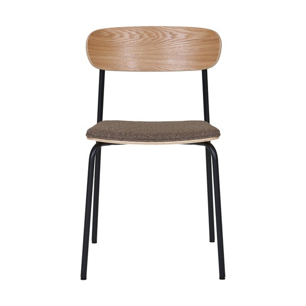 Črn/rjav jedilni stol z možnostjo nalaganja v jesenovem dekorju Estepona – House Nordic-image-3