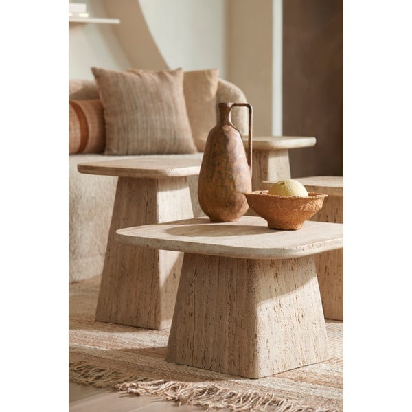 Bež mizica s kamnito mizno ploščo 60x60 cm Kepami – Light & Living-image-1