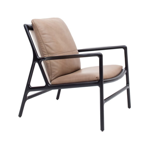 Črn/bež usnjen fotelj Dedo – Gazzda-image-3