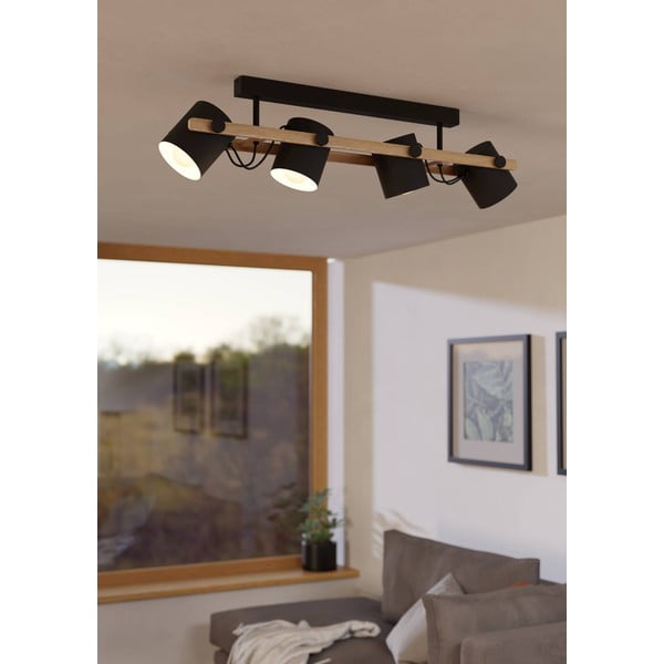 Črna stropna svetilka s kovinskim senčilom 10x19 cm HORNWOOD – EGLO-image-1