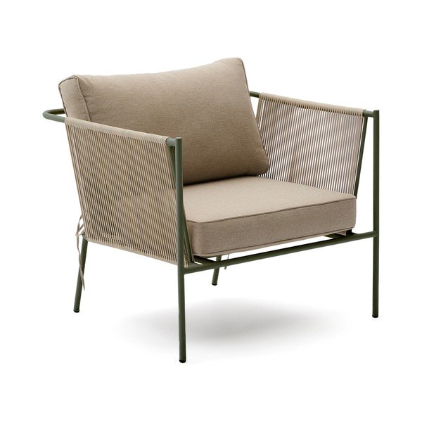 Zeleno-bež kovinski vrtni fotelj Zivia – Kave Home